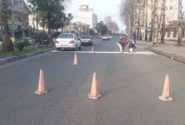 رنگ‌آمیزی سرعت‌گیرهای داخل محدوده شهر توسط شهرداری شفت
